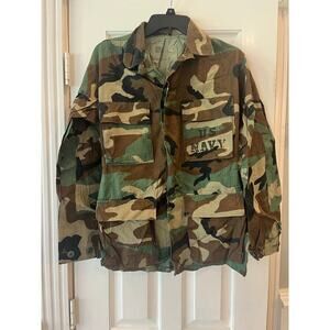 US Navy Woodland Camo Combat Military XSmall Shirt Coat Costume Uniform Hunting